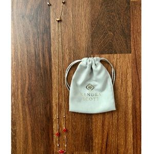 Gold necklace with red stones (adjustable)